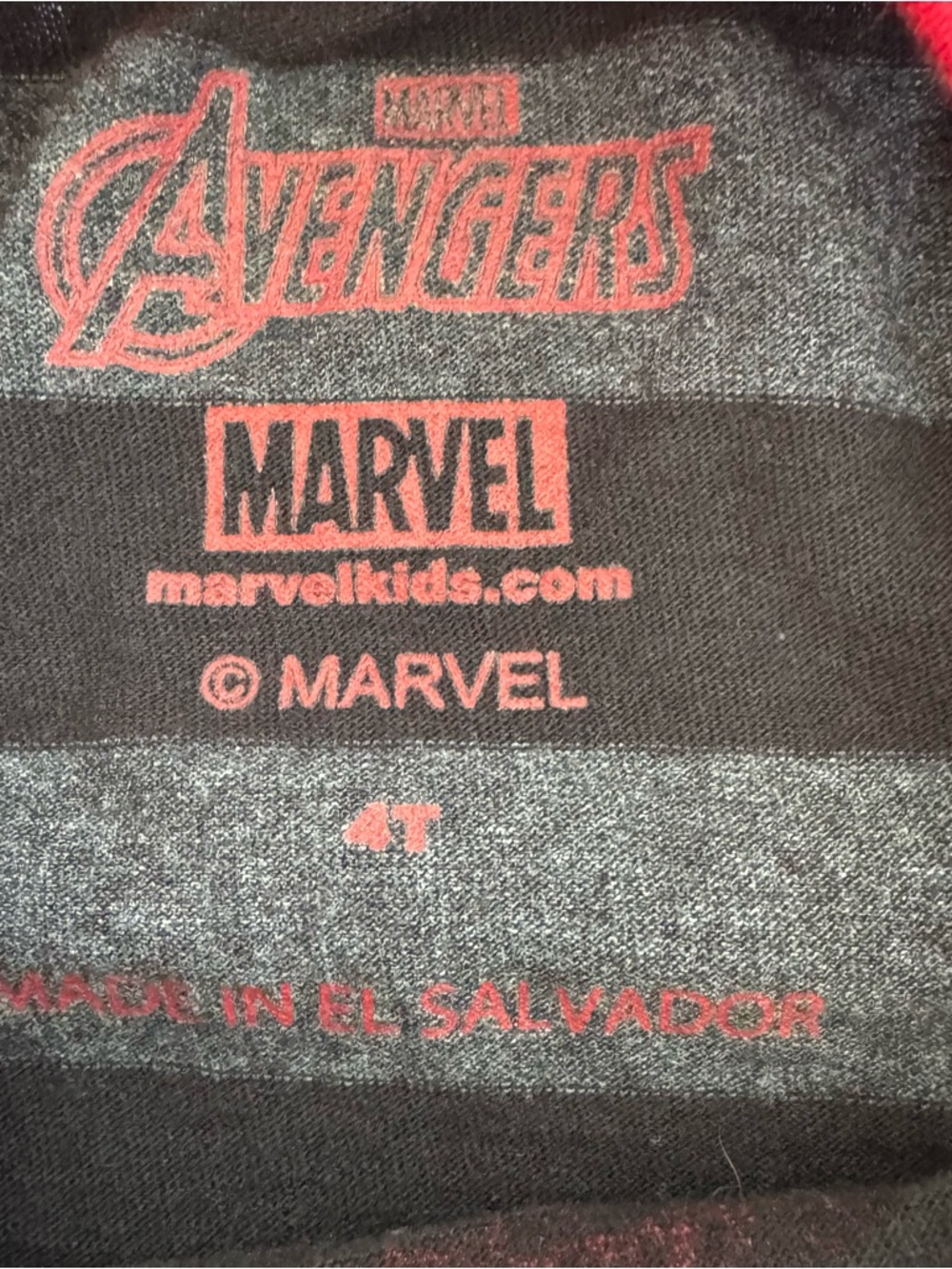 💜3/$15 Marvel Captain America Toddler Striped T-Shirt – Red & Black – Size 4T - Picture 5 of 8